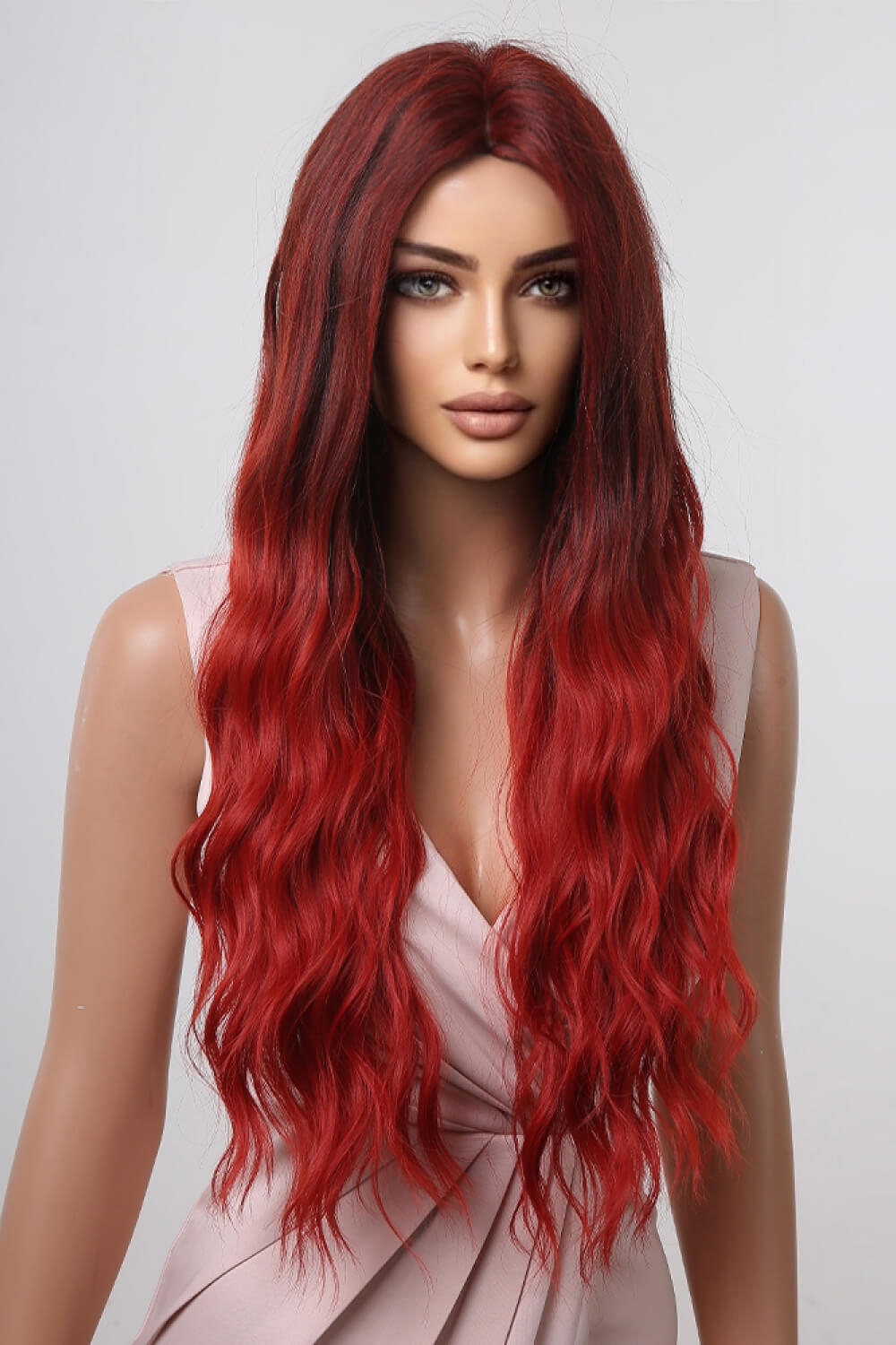 13*1" Full-Machine Wigs Synthetic Long Wave 27" Red Ombre One Size Hair Extensions by Trendsi | Fleurcouture