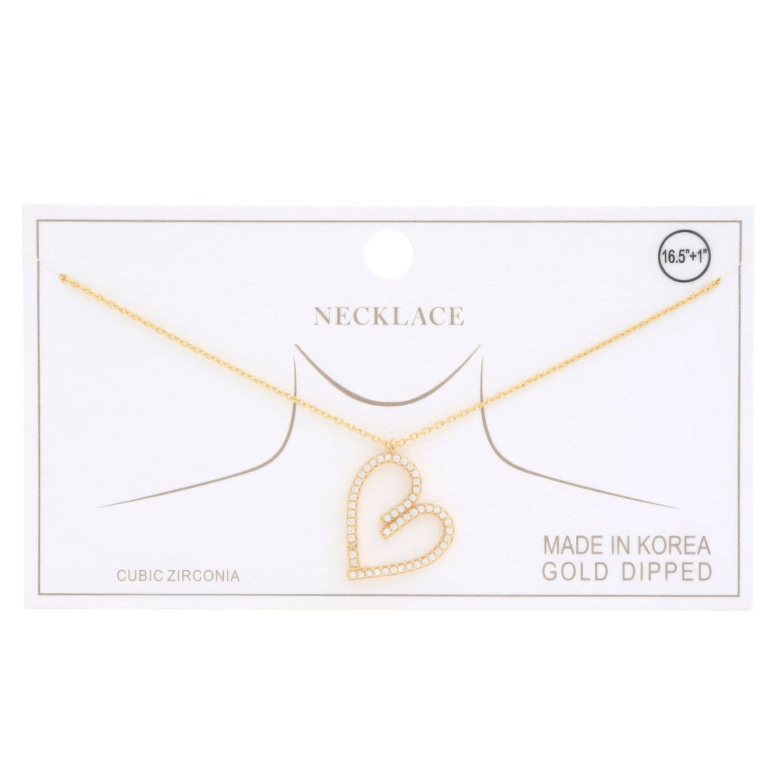 Abstract Heart Rhinestone Gold Dipped Necklace by Fleurcouture | Fleurcouture