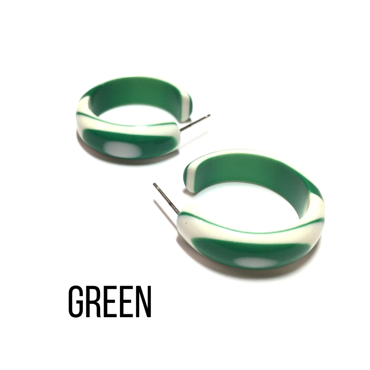 Agate Striped Simple Lucite Hoop Earrings Green Agate Hoop Earrings by Leetie Lovendale | Fleurcouture