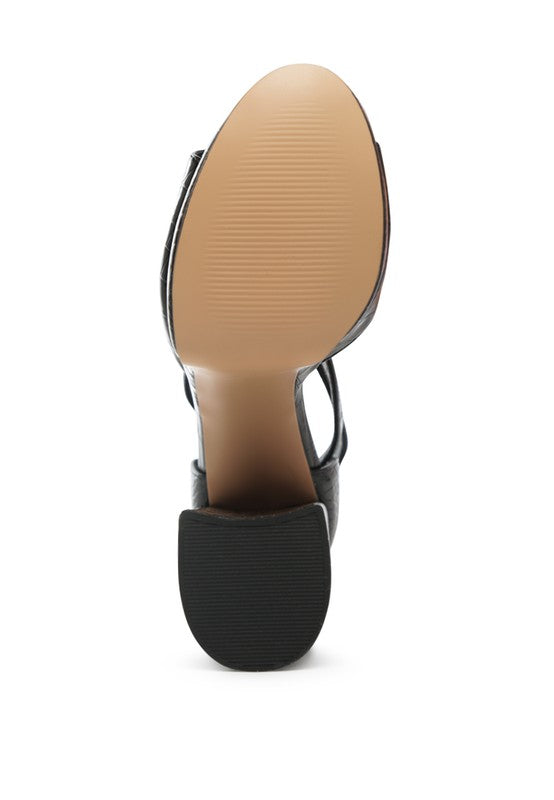 ALICE CROC PLATFORM HEELED SANDALS Blush by Rag Company | Fleurcouture