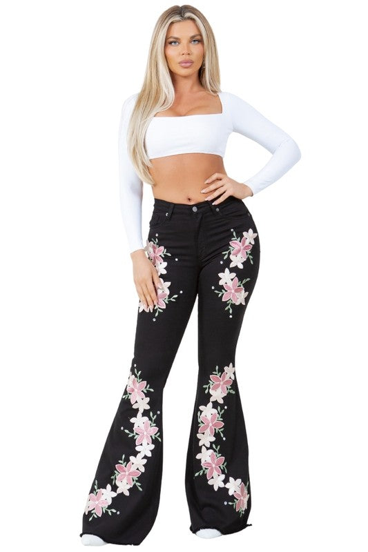 Angela Bell Bottom Jean Black by GJG Denim | Fleurcouture
