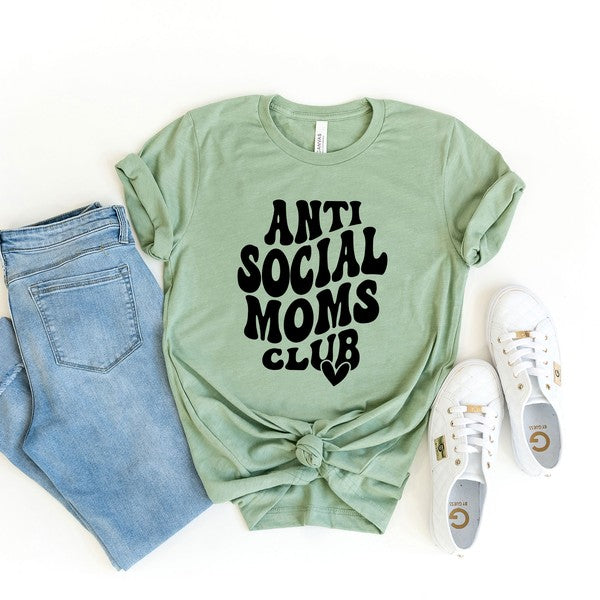 Anti Social Moms Club Heart Short Sleeve Tee by Olive and Ivory Wholesale | Fleurcouture