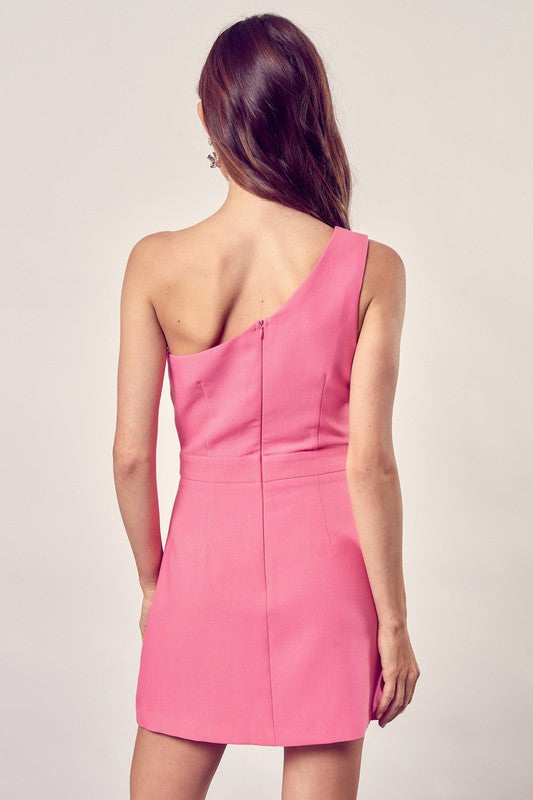 Asymmetric One Shoulder Dress MILKY PINK by Do + Be Collection | Fleurcouture