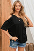 Asymmetrical Neck Cold-Shoulder Half Sleeve Blouse Black S Blouses by Trendsi | Fleurcouture
