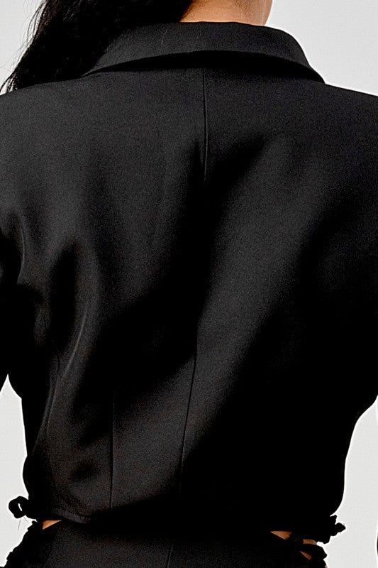 ATHINA BUSINESS CASUAL BLAZER AND PANTS SET BLACK by Athina | Fleurcouture