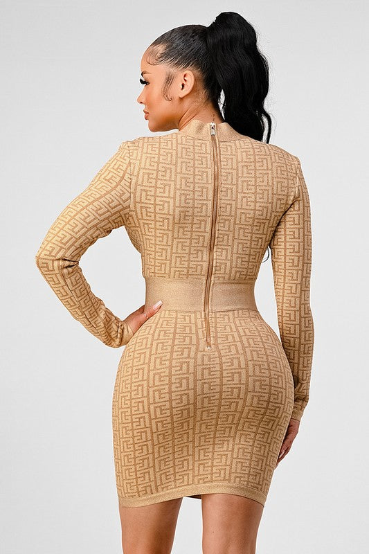 ATHINA HOLIDAY COLLECTION GOLD BANDAGE DRESS GOLD by Athina | Fleurcouture
