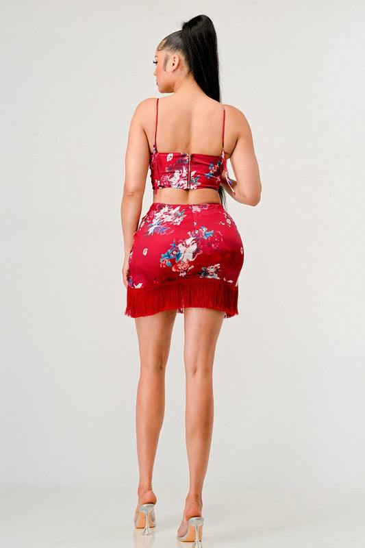 Athina Kimono floral print mini dress MULTI RED by Athina | Fleurcouture