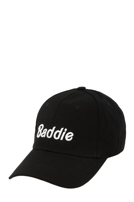 BADDIE Embroidery Cotton Cap BLACK OS by ICCO ACCESSORIES | Fleurcouture