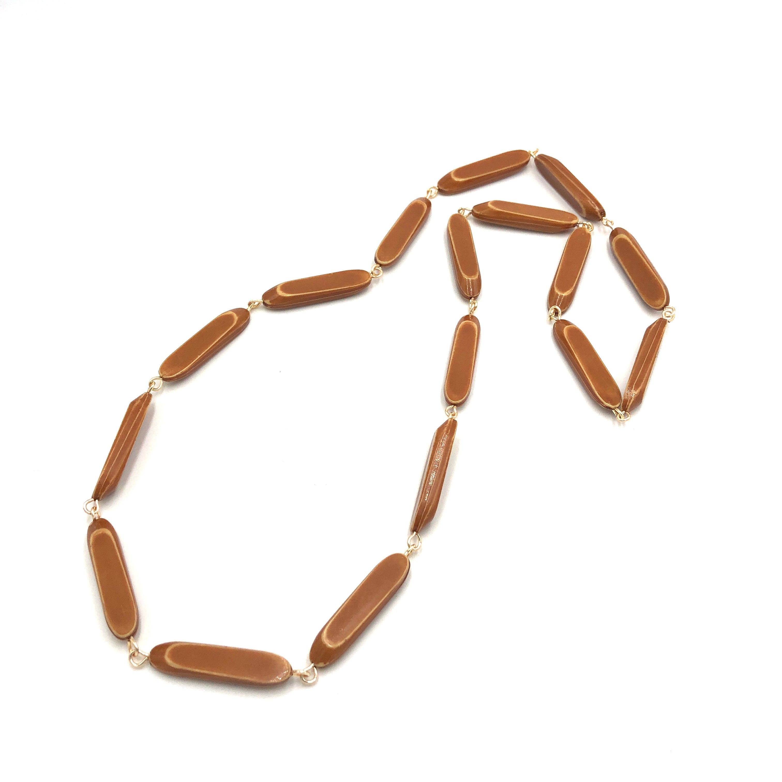 Bamboo Carmen Necklace Cinnamon Beige Carmen Necklace by Leetie Lovendale | Fleurcouture