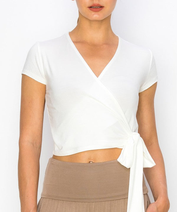 BAMBOO WRAP CROP CAM SLV by Fabina | Fleurcouture