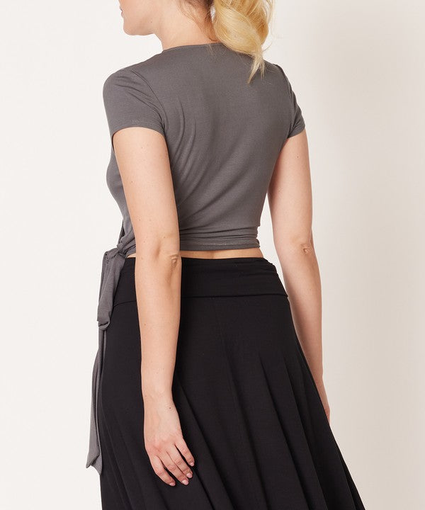 BAMBOO WRAP CROP CAM SLV by Fabina | Fleurcouture