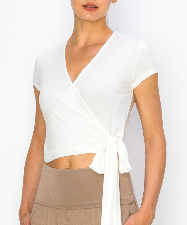 BAMBOO WRAP CROP CAM SLV by Fabina | Fleurcouture