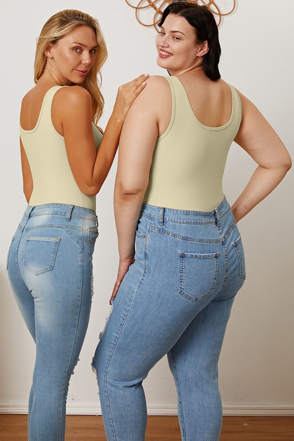 Basic Bae Full Size Square Neck Sleeveless Bodysuit Tops by Trendsi | Fleurcouture