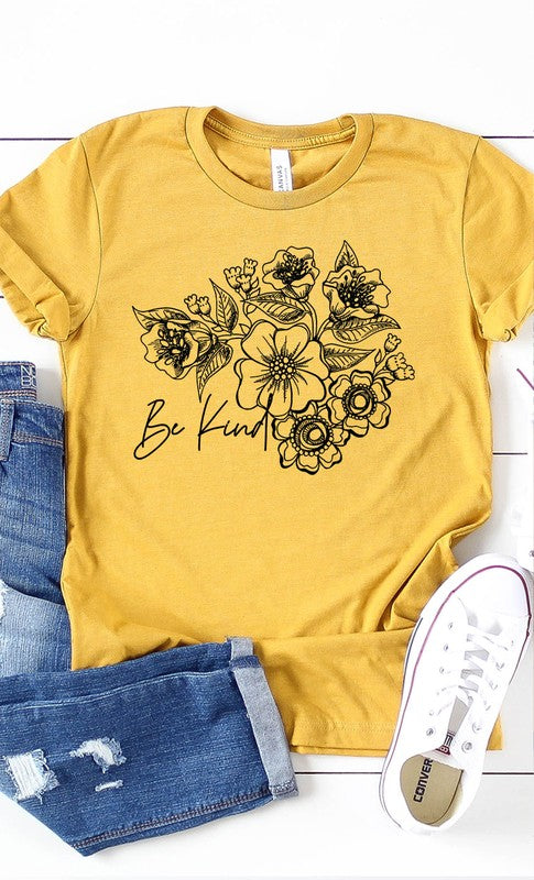 Be Kind Floral Boho Graphic Tee PLUS by Kissed Apparel | Fleurcouture