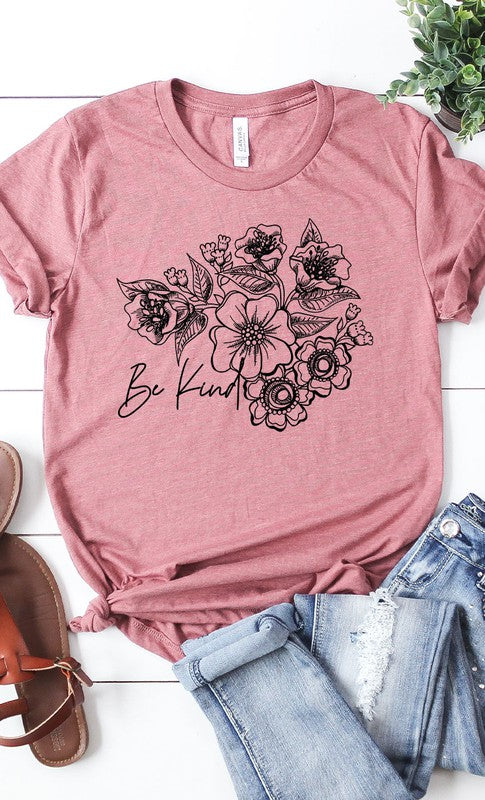Be Kind Floral Boho Graphic Tee PLUS by Kissed Apparel | Fleurcouture