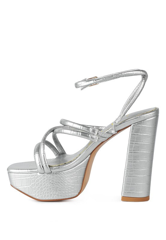 BEAM TIPS STRAPPY PLATFORM CHUNKY HIGH HEELS by Rag Company | Fleurcouture