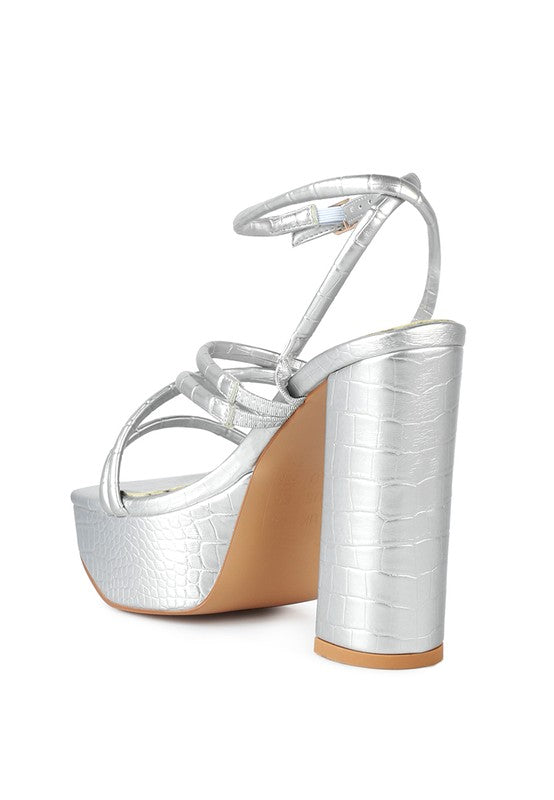 BEAM TIPS STRAPPY PLATFORM CHUNKY HIGH HEELS by Rag Company | Fleurcouture