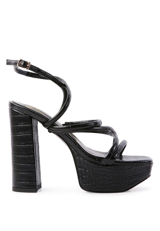 BEAM TIPS STRAPPY PLATFORM CHUNKY HIGH HEELS by Rag Company | Fleurcouture