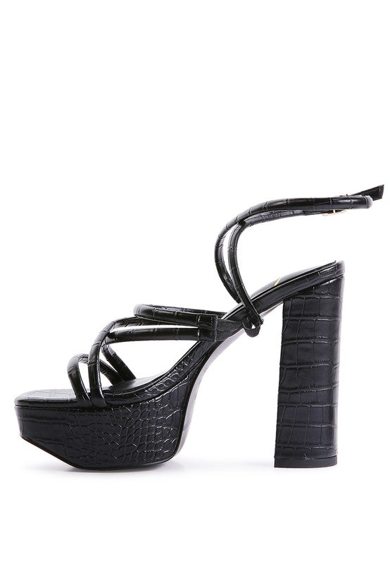 BEAM TIPS STRAPPY PLATFORM CHUNKY HIGH HEELS by Rag Company | Fleurcouture