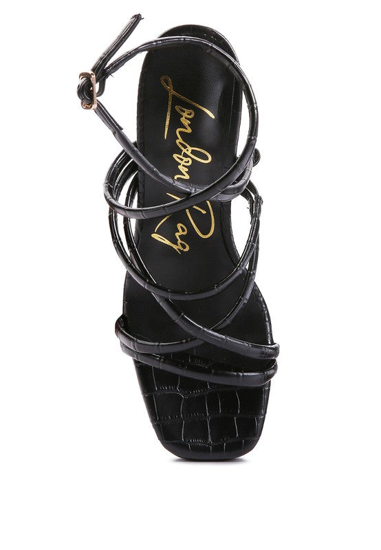 BEAM TIPS STRAPPY PLATFORM CHUNKY HIGH HEELS by Rag Company | Fleurcouture