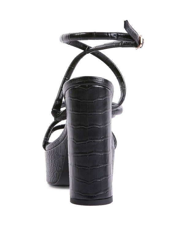 BEAM TIPS STRAPPY PLATFORM CHUNKY HIGH HEELS by Rag Company | Fleurcouture