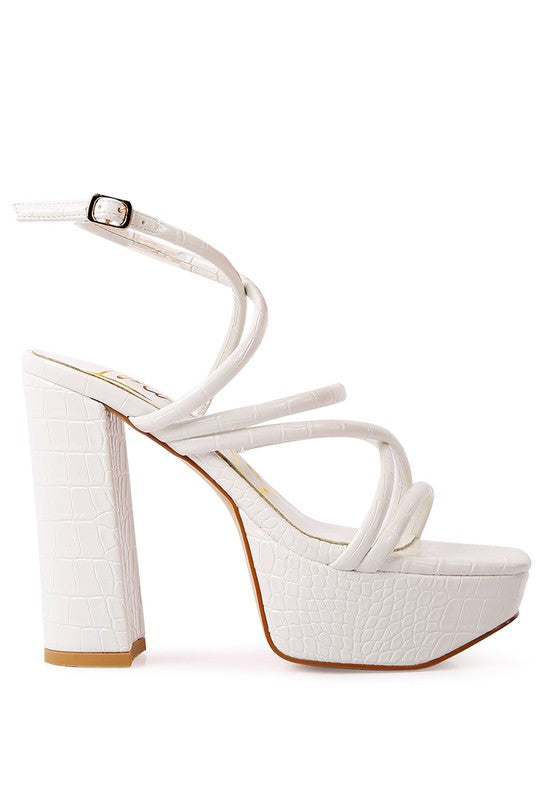 BEAM TIPS STRAPPY PLATFORM CHUNKY HIGH HEELS by Rag Company | Fleurcouture