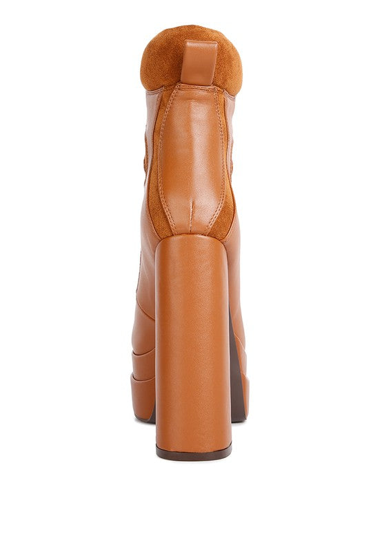 Beamer Faux Leather High Heeled Ankle Boots by Rag Company | Fleurcouture