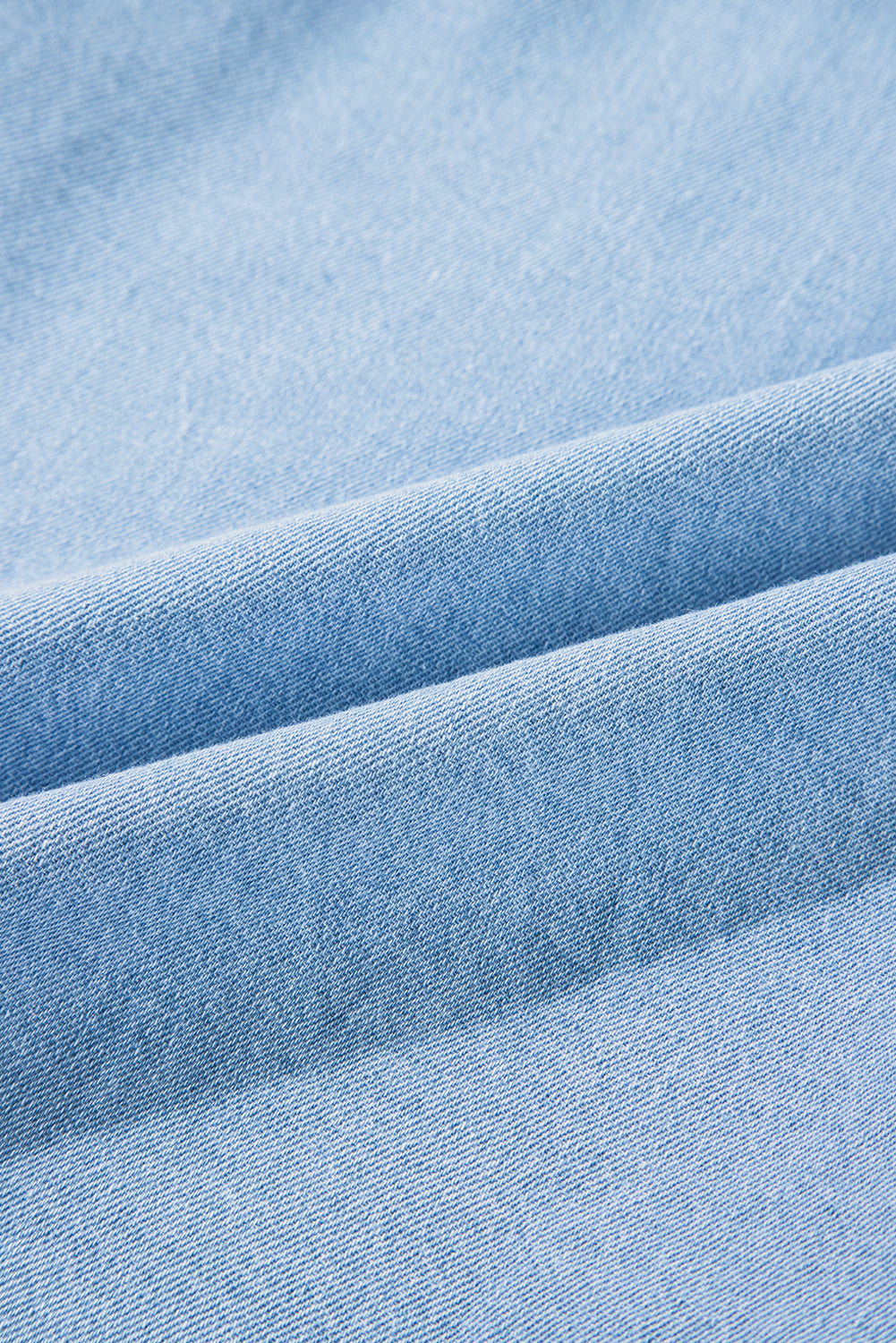 Beau Blue Button Front Ruffled Flutter Frayed Denim Top 100%Cotton Tops/Tops & Tees by Fleurcouture | Fleurcouture