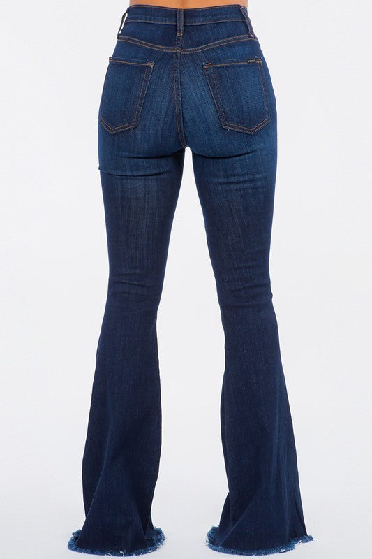 Bell Bottom Jean in Dark Denim Dark Blue by GJG Denim | Fleurcouture