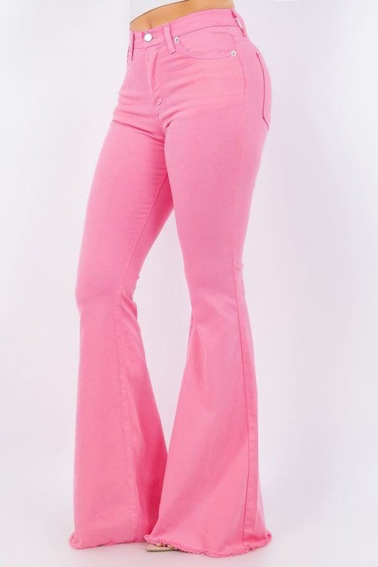 Bell Bottom Jean in Pink - Inseam 30" Pink by GJG Denim | Fleurcouture