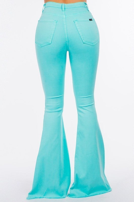 Bell Bottom Jean in Turquoise Inseam 32" Turquoise by GJG Denim | Fleurcouture