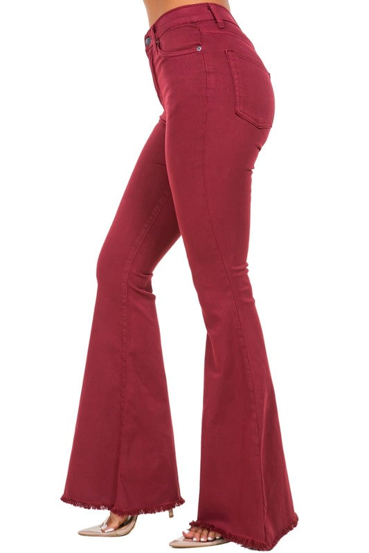 Bell Bottom Jean in Wine Burgundy by GJG Denim | Fleurcouture