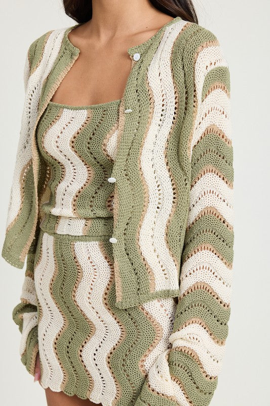 BELL SLEEVE SWEATER CARDIGAN SAGE by Emory Park | Fleurcouture