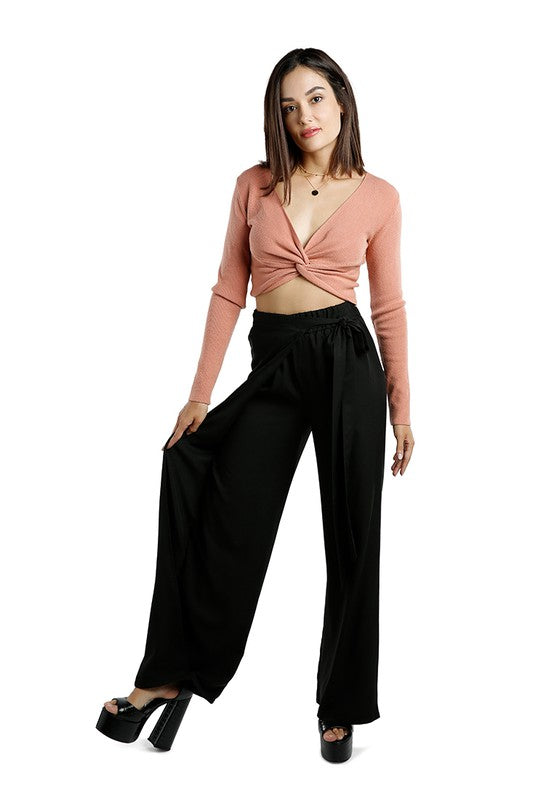 Belted Tie Wide Leg Pants by Rag Company | Fleurcouture