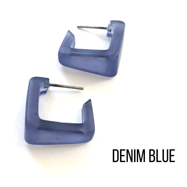 Bermuda Hoop Earrings Denim Blue Bermuda Hoops by Leetie Lovendale | Fleurcouture