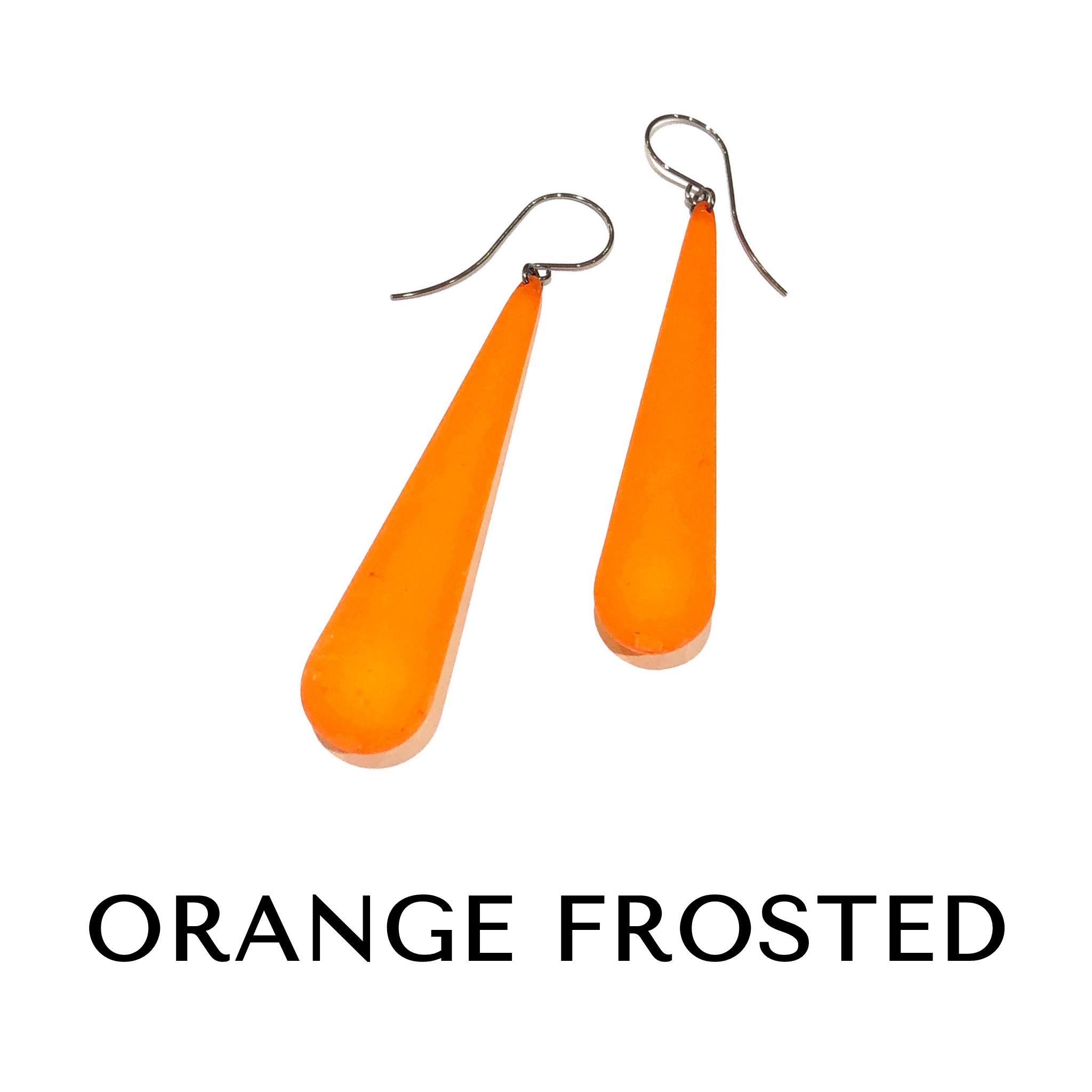 Bijoux Teardrop Earrings 24k frosted gold plated Orange Frosted TD Long Drop Earrings by Leetie Lovendale | Fleurcouture