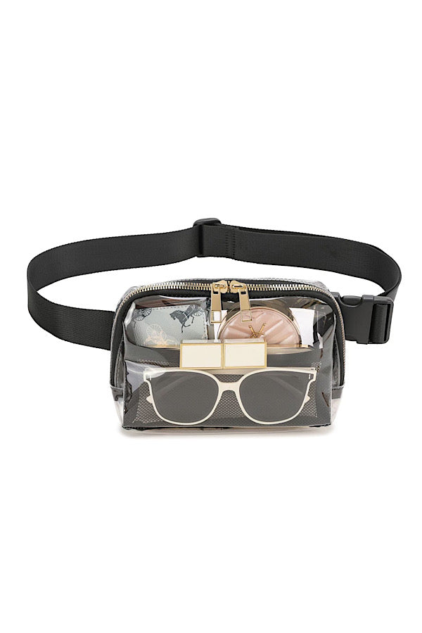 Black Clear Adjustable Belt Bag WS 600 Accessories by Nash Grey Wholesale | Fleurcouture