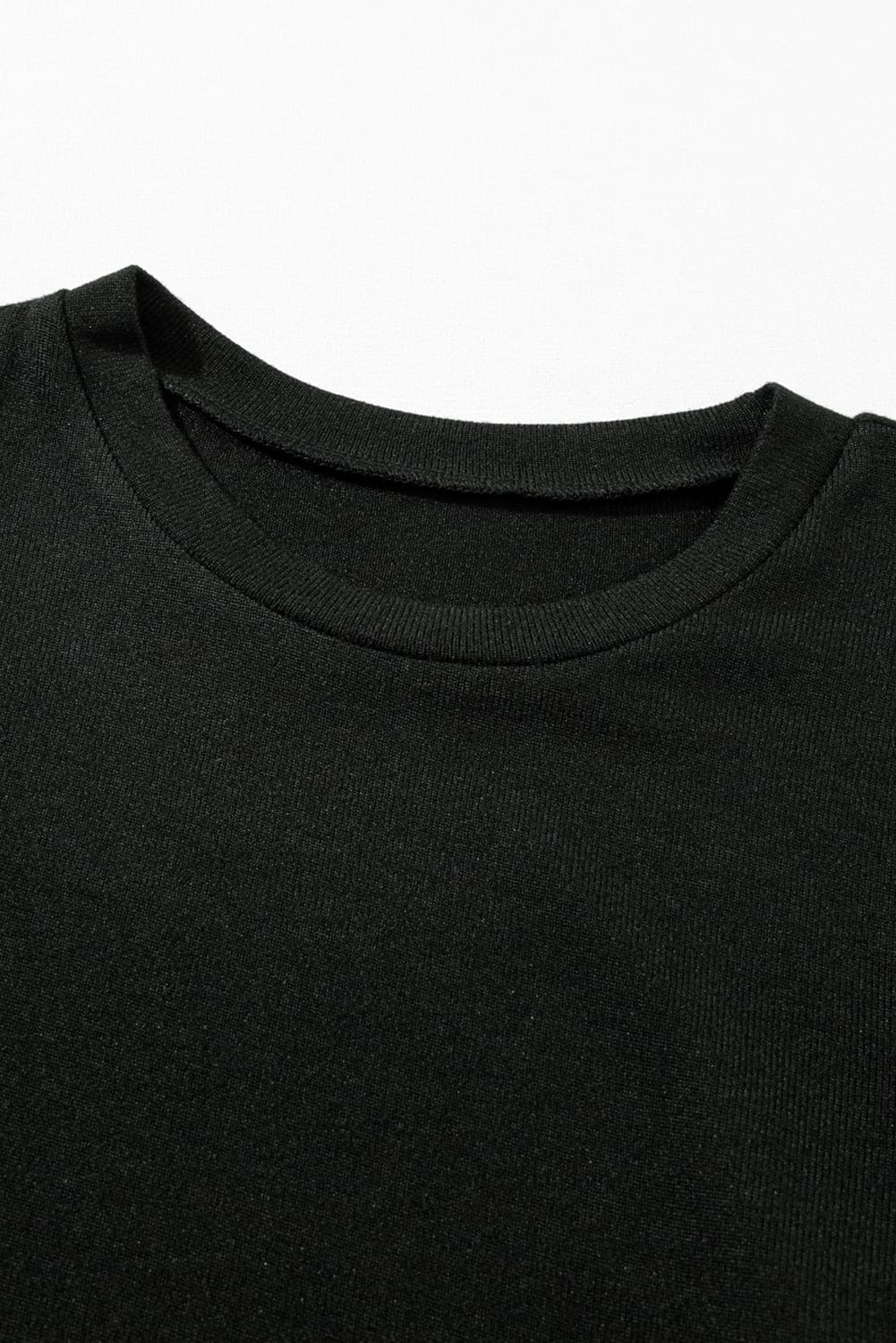 Black Contrast Ribbed Bishop Sleeve Top 95%Polyester+5%Elastane Tops by Fleurcouture | Fleurcouture