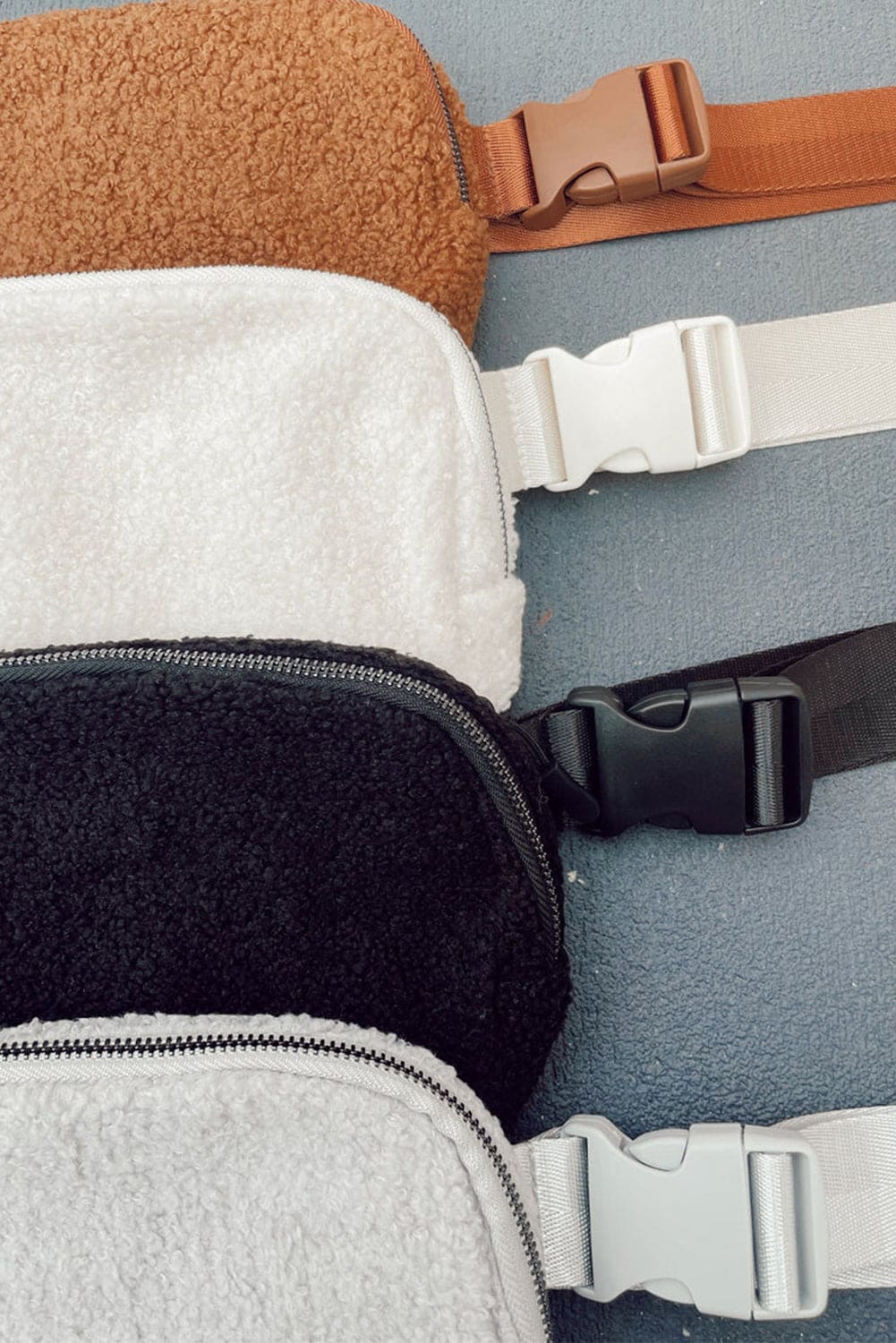 Black Sherpa Adjustable Strap Crossbody Bag ONE SIZE 100%Polyester Shoes & Bags by Fleurcouture | Fleurcouture