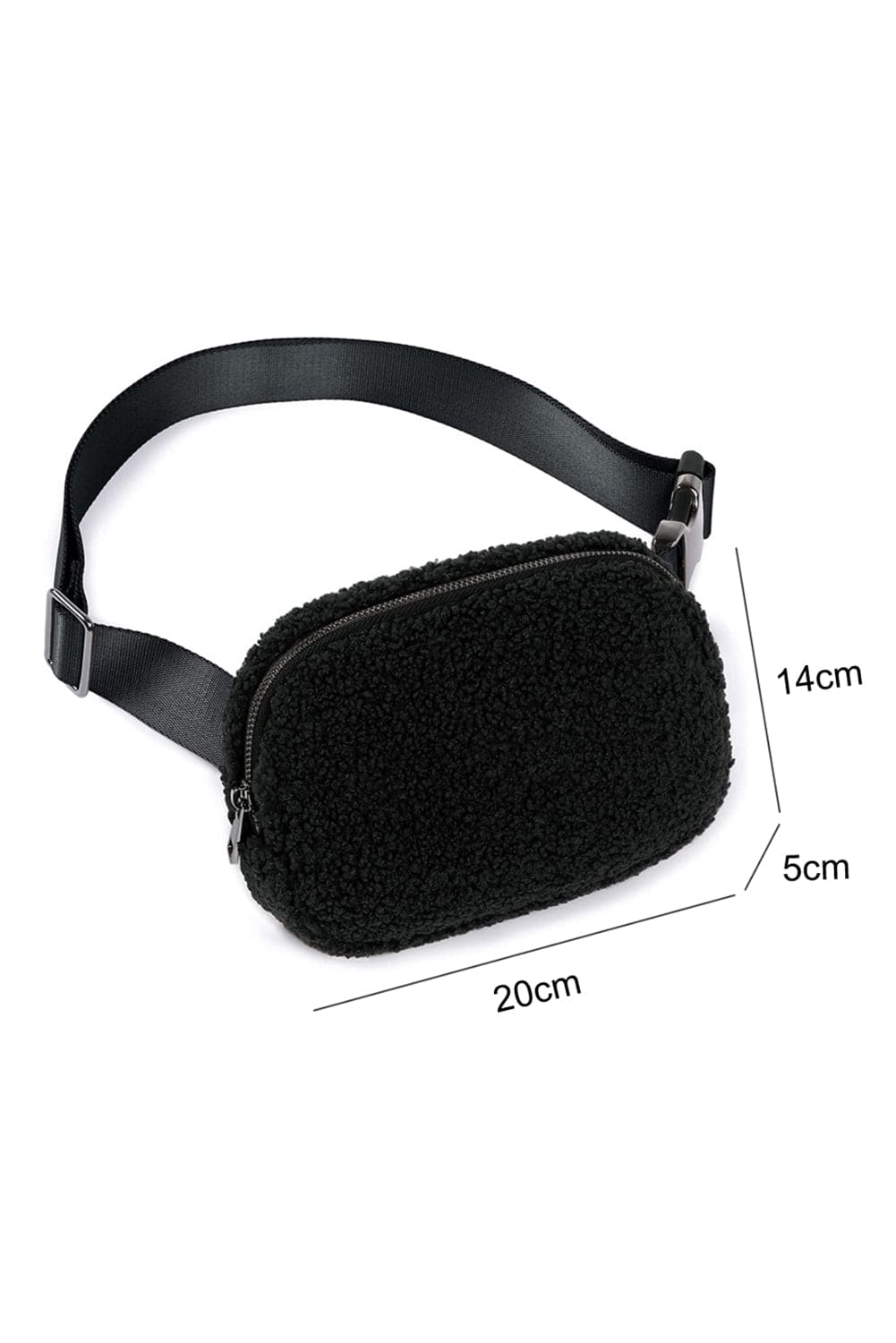 Black Sherpa Adjustable Strap Crossbody Bag ONE SIZE 100%Polyester Shoes & Bags by Fleurcouture | Fleurcouture