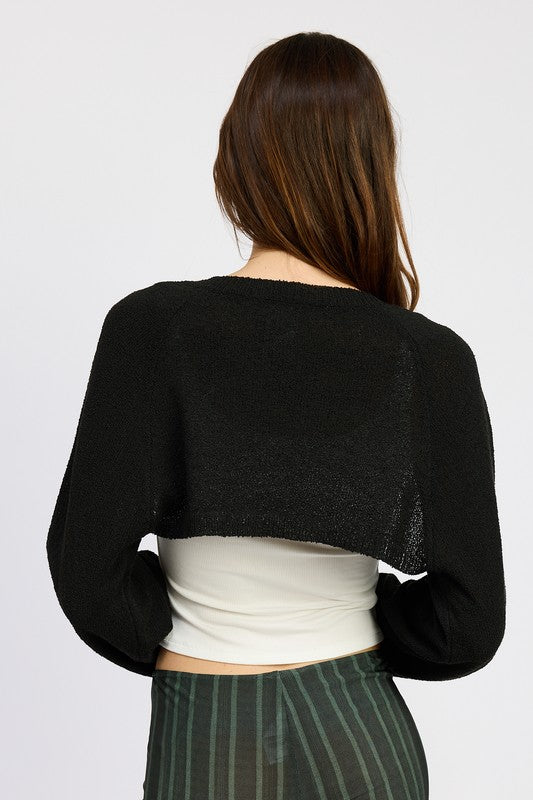 BLOUSON SLEEVE BOLERO BLACK by Emory Park | Fleurcouture