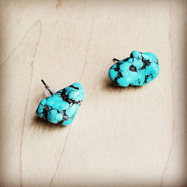 BlueTurquoise Stud Earrings blue 1 by The Jewelry Junkie | Fleurcouture