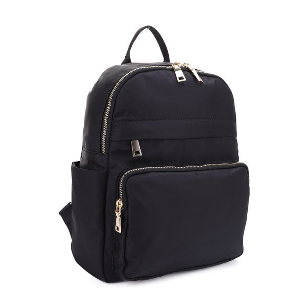 Blush or Black Lux Backpack with Gold Zipper Bag Black 1 by Dani & Em | Fleurcouture