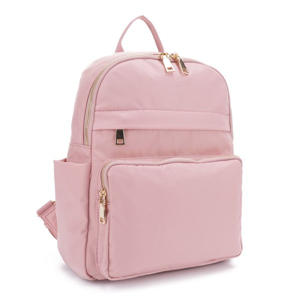 Blush or Black Lux Backpack with Gold Zipper Bag Blush 1 by Dani & Em | Fleurcouture