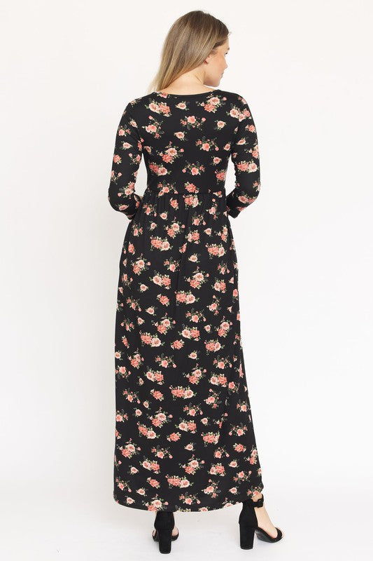 Bouquet Floral Quarter Sleeve Maxi Dress by EG fashion | Fleurcouture