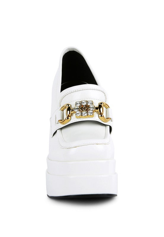 BRATZ High Block Heeled Jewel Loafers by Rag Company | Fleurcouture