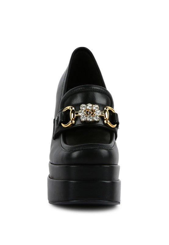BRATZ High Block Heeled Jewel Loafers by Rag Company | Fleurcouture