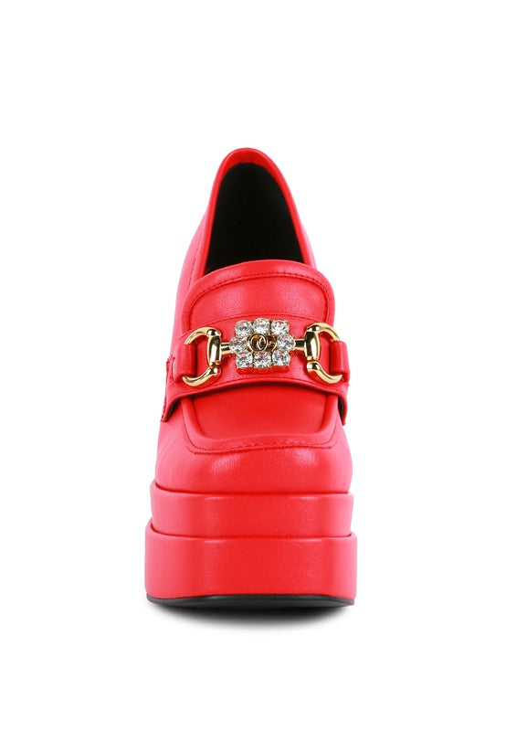 BRATZ High Block Heeled Jewel Loafers by Rag Company | Fleurcouture