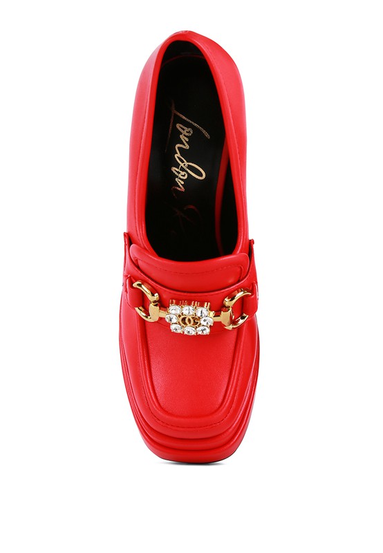 BRATZ High Block Heeled Jewel Loafers by Rag Company | Fleurcouture