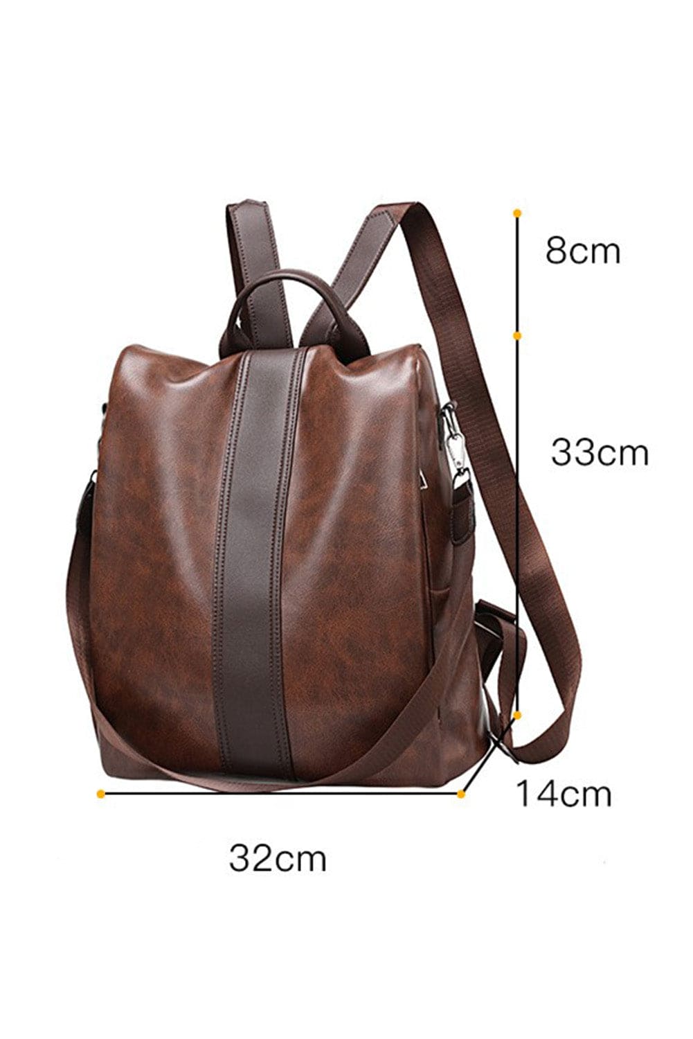 Brown Multifunctional Retro Faux Leather Backpack Brown ONE SIZE Pu Leather Shoes & Bags by Fleurcouture | Fleurcouture